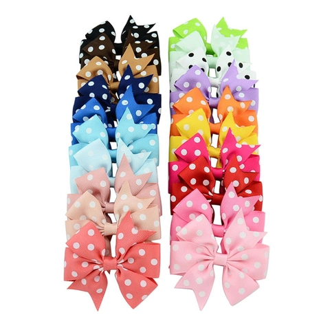 Handmade Polka Dot Grosgrain Ribbon Bow Hair Clips For Kids Girls Sweet Bowknot Duckbill Clips Daily Party Headwear Jewelry