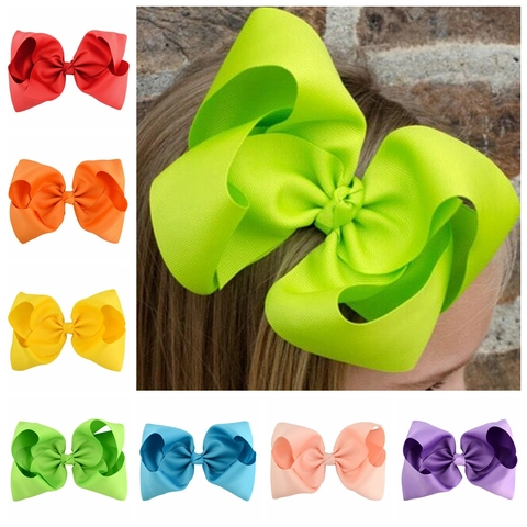 Large Grosgrain Ribbon Hair Bow Clips For Kids Girls Toddlers Solid Color Boutique Handmade Alligator Clip Hair Accessories
