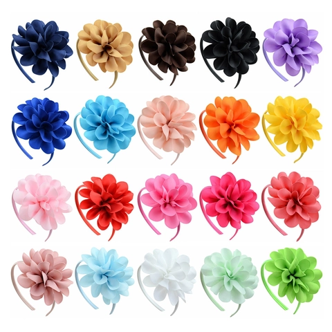 Handgemaakte Kinder Grosgrain Lint Bloem Hoofdband Peuter Meisjes Gelaagde Strik Haarband Zachte Hoofdtooi Haaraccessoire