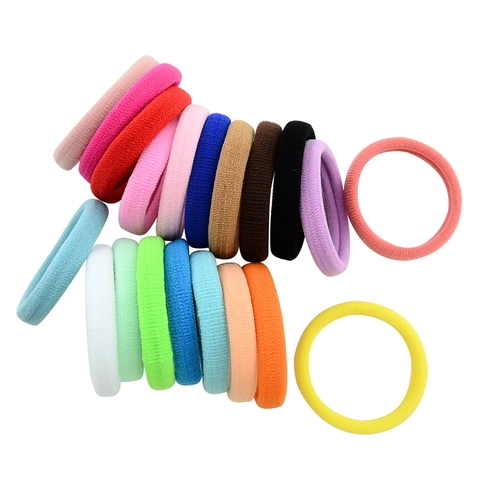 Handmade Nylon Seamless Hair Ties For Kids Girls Candy Color High Elastic Hair Bands No Trace Hair Accessories Multicolor Bulk