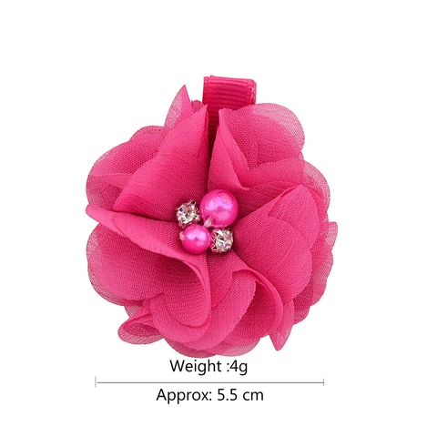 Fermagli per Capelli a Forma di Fiore in Chiffon Fatti a Mano per Bambini con Perle Artificiali Strass Accessori Dolce Ragazze