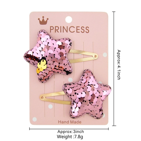 Glitzer Pailletten Stern Herz Krone Haarklammern Für Mädchen Gold Metall BB Clips Prinzessin Party Haarschmuck