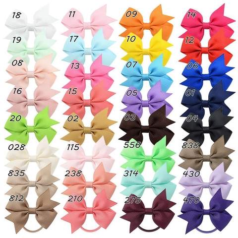 Gomas de Pelo con Lazo de Grosgrain para Niños Color Sólido Cintas Elásticas para Niñas Pequeñas Lindos Accesorios de Cabello Hechos a Mano