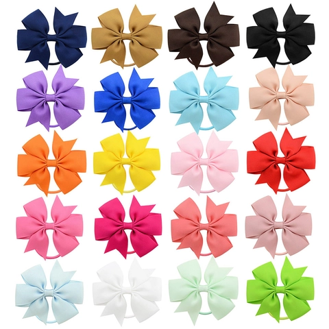 20 Kleuren Meisjes Grosgrain Lint Strik Elastiekjes Handgemaakte Bowknot Ponytail Houder Kinderen Haaraccessoires