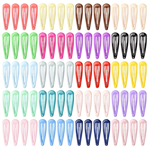 Macaron Color Kids Snap Hair Clips Metal Water Drop BB Clips Sweet Candy Color Enamel Painted Hairpins Hair Accessories