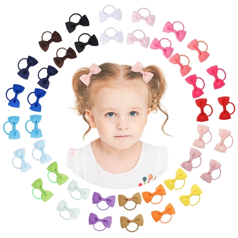 Coleteros de Lazo de Color Sólido Cinta de Faille Elásticos para el Pelo para Niñas Pequeñas Uso Diario Accesorios para el Cabello