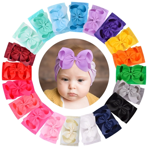 Fascia per Capelli per Neonati con Grande Fiocco in Nylon Nastro Grosgrain Fascia Elastica Morbida per Neonati e Bambini Piccoli Accessori