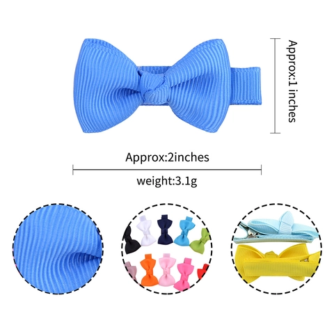 Pinzas para el Cabello con Lazo de Cinta de Grosgrain de Poliéster Hechas a Mano para Niñas Pequeñas Horquillas Color Sólido