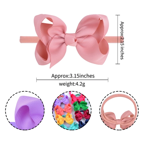 Fasce con Fiocco in Nastro Gros-grain per Neonate Fasce per Capelli in Nylon Elasticizzato per Bambini Accessori per Capelli