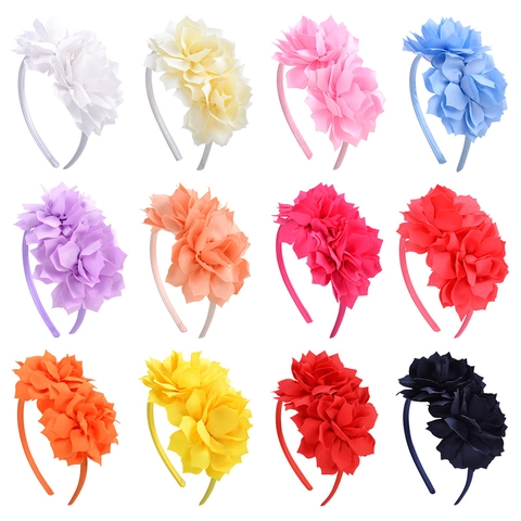 Handmade Chiffon Flower Girl Headbands 3D Floral Hair Hoops Sweet Party Wedding Holiday Kids Hair Accessories