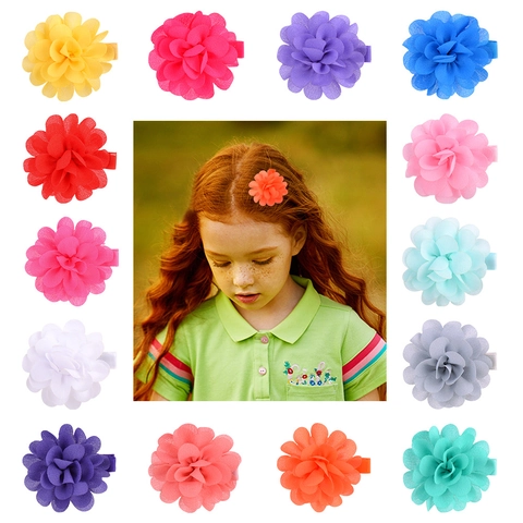 Handmade Chiffon Flower Bowknot Hair Clips For Kids Girls Sweet Princess Alligator Clip Hairpin Boutique Hair Accessories