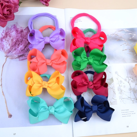 Fasce con Fiocco in Nastro Gros-grain per Neonate Fasce per Capelli in Nylon Elasticizzato per Bambini Accessori per Capelli