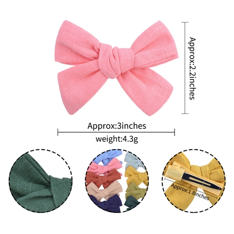 Handmade Cotton Linen Bowknot Hair Clips For Kids Girls Boutique Fabric Hair Accessories Western Style Hair Pins Hair Barrettes