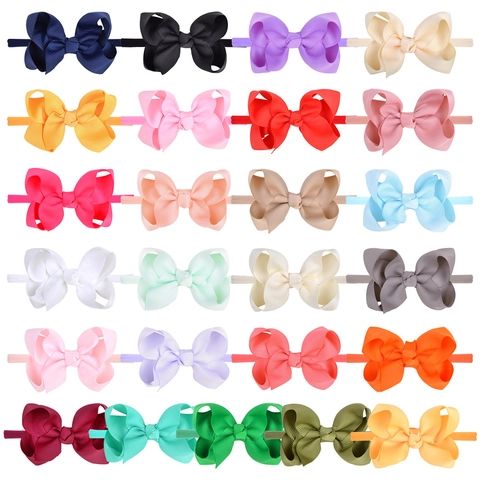 Morbida Fascia Elastica per Neonati con Fiocco in Nastro Grosgrain per Neonati e Bambine Accessori per Capelli