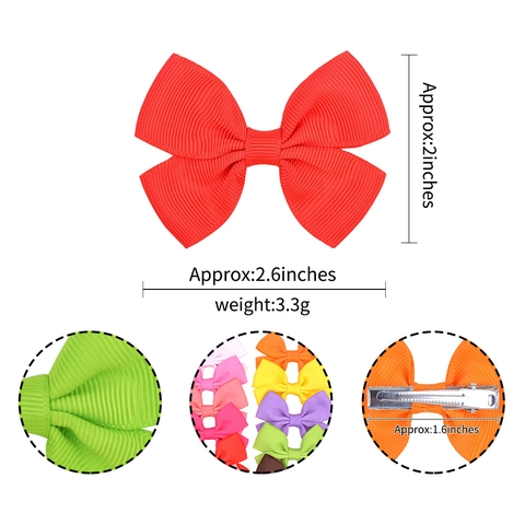 Handmade Grosgrain Ribbon Bowknot Hair Clips For Kids Girls Solid Color Polyester Alligator Clips Daily Party Hair Accessories