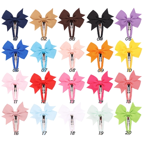 20 Pezzi Fermagli per Capelli a Fiocco in Nastro Grosgrain per Ragazze Colore Solido Macaron Clip BB Fatti a Mano Accessori per Capelli