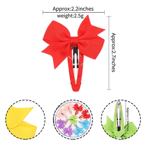 20 Pezzi Fermagli per Capelli a Fiocco in Nastro Grosgrain per Ragazze Colore Solido Macaron Clip BB Fatti a Mano Accessori per Capelli