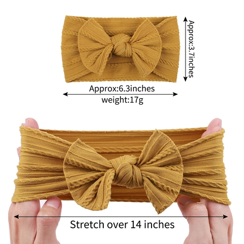 Soft Nylon Bow Headbands For Baby Girls Wide Stretchy Hair Bands Hand Knitted Bowknot Infant Toddler Hair Accessories