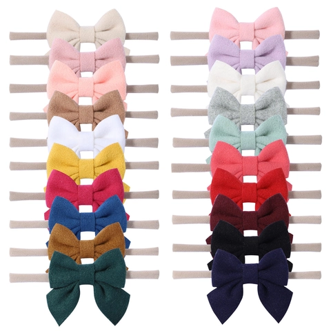 Diademas de Nailon Elástico Suave para Bebés Niñas Lazo de Tela de Color Sólido Lindo Accesorios para el Cabello para Fotografía