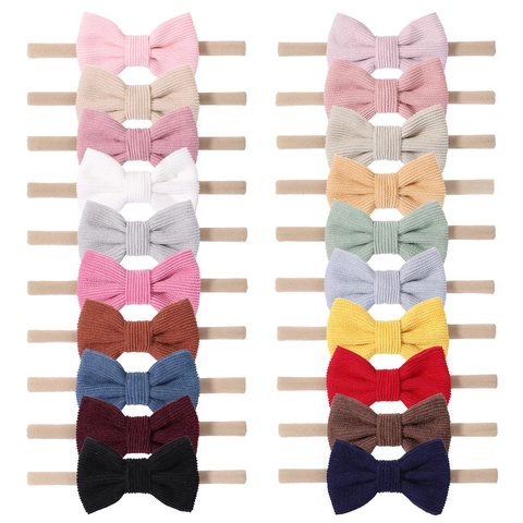 Fascia per Capelli per Neonati Con Fiocco in Velluto a Coste Elastica in Nylon per Bambine Accessori per Capelli