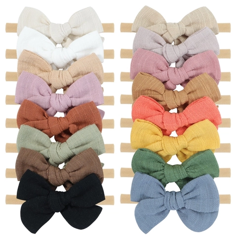 Newborn Infant Toddler Baby Girls Fabric Bow Headband Soft Elastic Nylon Hairband Cute Simple Daily Hair Accessories