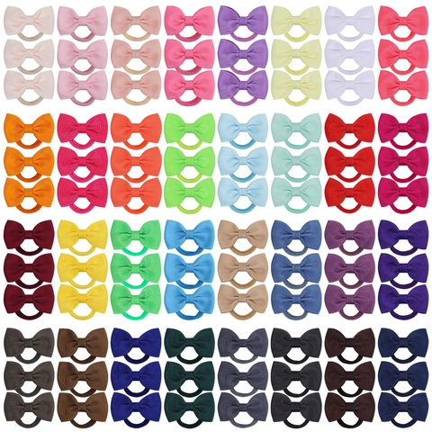 Coleteros con Lazo de Cinta de Grosgrain de Poliéster para Niños Diademas Elásticas de Color Sólido Dulce para Bebés Accesorios para el Cabello Diario