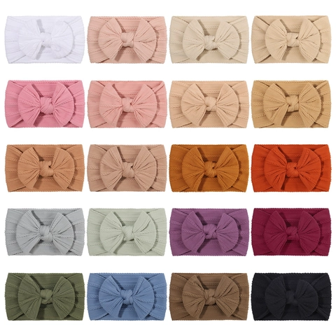 Soft Elastic Wide Cable Knit Baby Headbands Large Bow Sweet Toddler Girls Hair Bands Solid Color Bowknot Hair Accessories