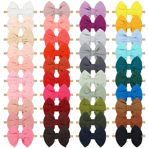Handgemaakte Baby Meisje Hoofdband Nylon Hoge Elasticiteit Wafelstructuur Grote Strik Hoofdband Zacht Pasgeborenen Kinderen Haaraccessoires