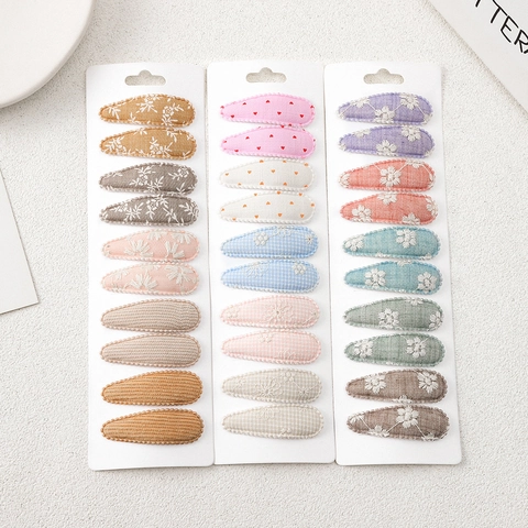 Handgemaakte Geborduurde Bloemen Stof Haarspeldjes Set Voor Meisjes Zoete Corduroy Hart Patroon BB Clips Kinderen Haaraccessoires
