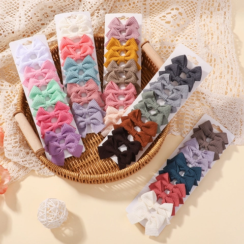 Handgemaakte Wafelstof Strik Haarclips Macaron Kleur Alligator Clips Voor Peuter Meisjes Kinderen Zoete Haaraccessoires