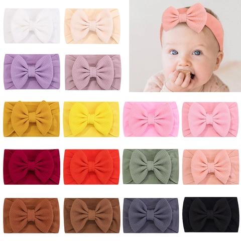 Fascia per Capelli Neonata con Fiocco in Nylon Morbido Jacquard Nido d'Ape Elastica per Neonati e Bambini Accessori per Capelli