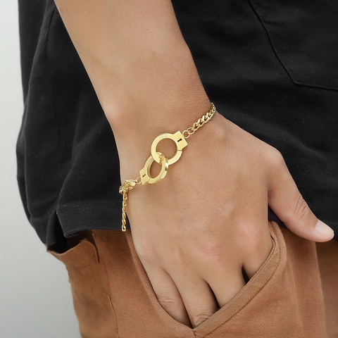 Punk Titanium Steel Handcuff Bracelet Curb Chain Necklace Men Women Retro Engraved Unlock Put Down Street Hip Hop Jewelry