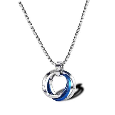 Titanstahl Ineinandergreifende Dreifachring Anhänger Halskette Für Herren Damen Trendiger Zirkonia Hip Hop Modeschmuck Halskette