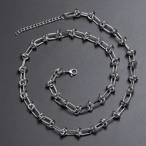 Collana a Catena in Corda Intrecciata in Acciaio al Titanio Per Uomo Donna Unisex Gioielli Hip Hop Punk Regalo