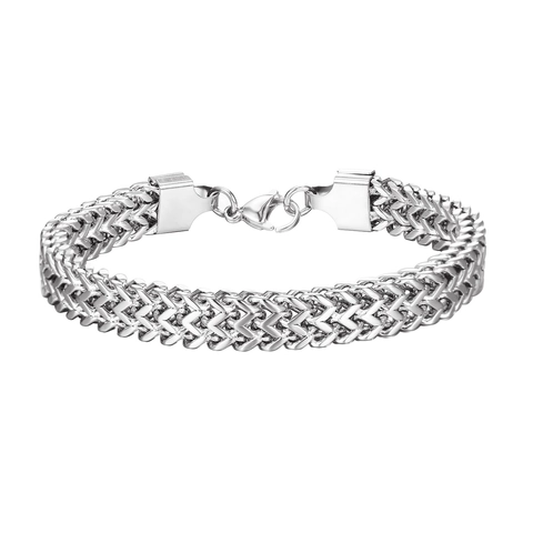 Bracciale Unisex in Acciaio al Titanio a Doppio Strato con Catena Intrecciata Stile Punk Pesante Gioielli Regalo per Uomo Donna