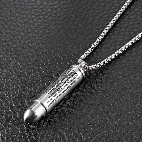 Collier Pendentif Balle en Acier Titane pour Hommes Femmes Croix en Acier Inoxydable Bijoux Religieux Cadeau Personnel
