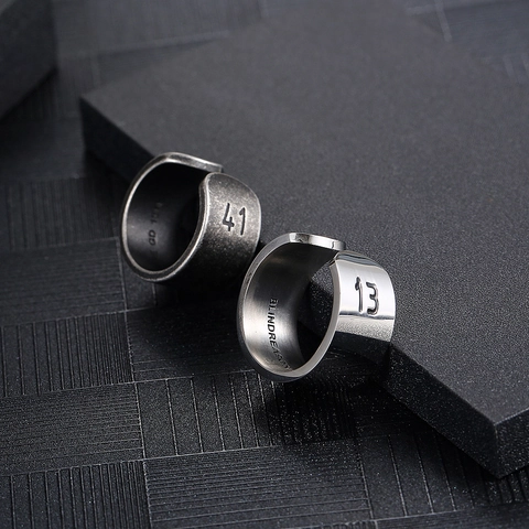 Vintage Titanstahl Offener Ring Für Damen Herren Gravierte Zahlen Buchstaben Verstellbarer Hip Hop Streetwear Bandring Schmuck