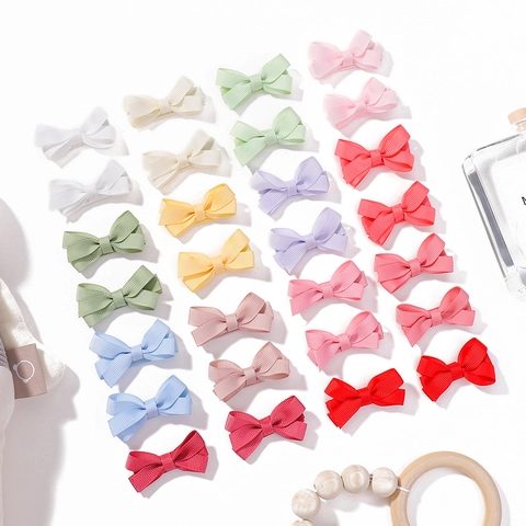 Handmade Grosgrain Ribbon Bow Hair Clips For Kids Macaron Color Alligator Clips Toddler Girls Hair Accessories Hairpins
