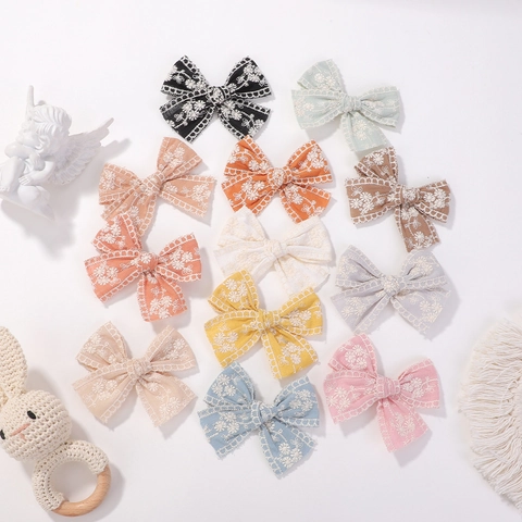 Fermagli per Capelli a Fiocco in Pizzo Ricamato Fatti a Mano per Bambini Pastorale Floreale Farfalla Principessa Accessori Capelli Bambina