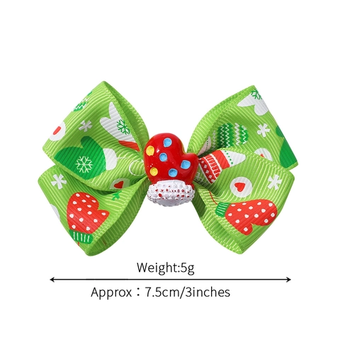 Handmade Christmas Bow Hair Clips For Kids Santa Claus Snowman Polyester Ribbon Hairpins Holiday Party Hair Accessories