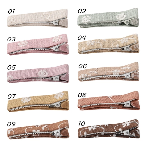 Handgemachte Bestickte Blumen Stoff Haarspangen Für Mädchen Gänseblümchen Stickerei Entenschnabel Clips Pastoral Stil Kinder Haarschmuck