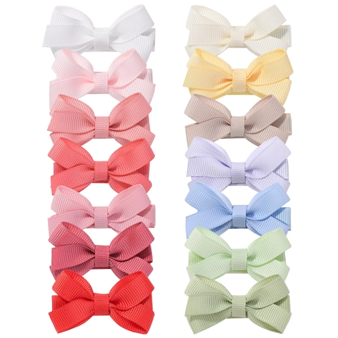 Handmade Grosgrain Ribbon Bow Hair Clips For Kids Girls Candy Solid Color Fully Lined Alligator Hairpins Barrettes Hair Accessories