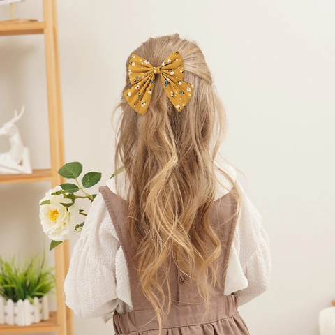 Molletta per Capelli a Fiocco Floreale Pastorale per Bambine Grande Fermaglio in Tessuto di Cotone Accessori per Capelli Quotidiani Scuola