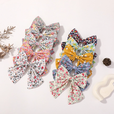 Molletta per Capelli a Fiocco Floreale Pastorale per Bambine Grande Fermaglio in Tessuto di Cotone Accessori per Capelli Quotidiani Scuola