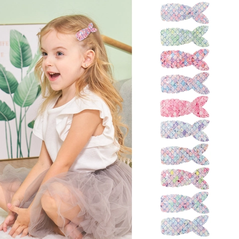 Fermaglio per Capelli a Coda di Sirena per Bambini Paillettes Scintillanti Colorati Sfumati per Ragazze Festa Accessori Capelli