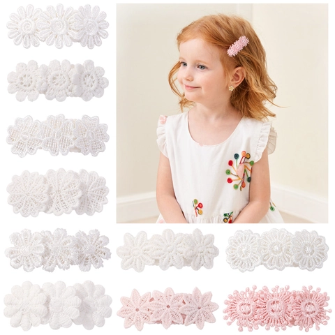 Squisiti Fermagli per Capelli a Fiore in Pizzo Ricamato per Bambini Dolci Clip BB Floreali Accessori per Capelli in Tessuto