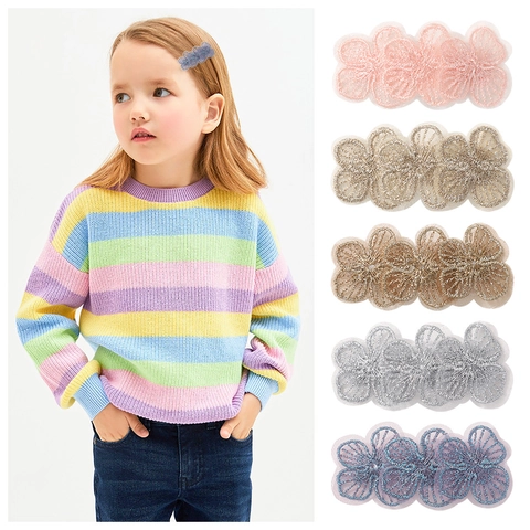 Kids Lace Embroidered Flower Hair Clips Vintage Court Style Floral Mesh BB Clips For Girls Hair Accessories Decorative