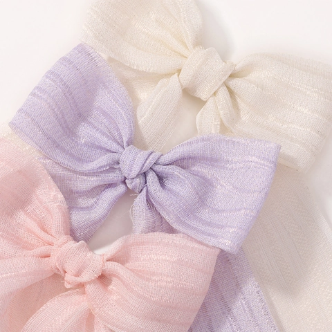 Handgemaakte Grote Strik Haarclip Met Lang Lint Voor Kinderen Meisjes Zoete Gestreepte Katoen Polyester Haarspeeldje Dagelijkse Prinses Hoofdtooi