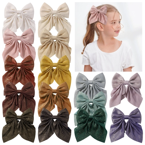 Handgefertigte Große Satin Schleife Haarklammer Glitzer Stoff Bowknot Krokodilklemme Lolita Akademie Stil Haarschmuck Für Mädchen Damen