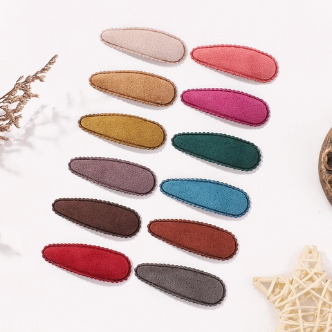 Sweet Velvet Scalloped BB Hair Clips Girls Kids Cute Polyester Cloth Flocked Drop Hairpins Hair Accessories Multiple Colors